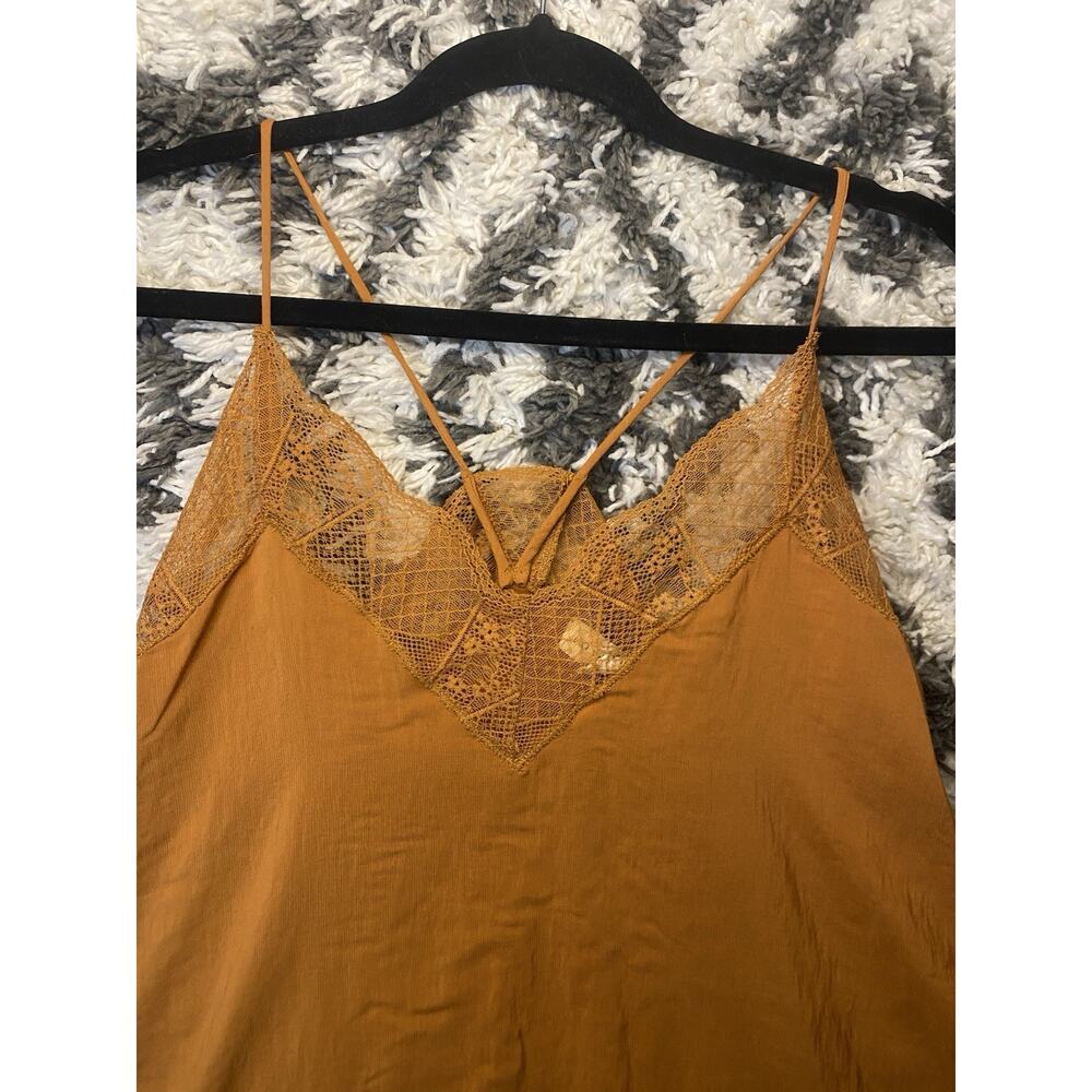 Lovestitch Women's Brown Lace Spaghetti Strap Sleeveless V-Neck Camisole Tank S - Picture 2 of 8